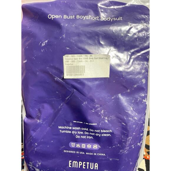 Empetua Open Bust Boyshort Bodysuit XXL Plus Black Tummy Control Compression NWT - Picture 5 of 8